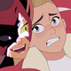 Catra and Adora fighting at the end of the world.